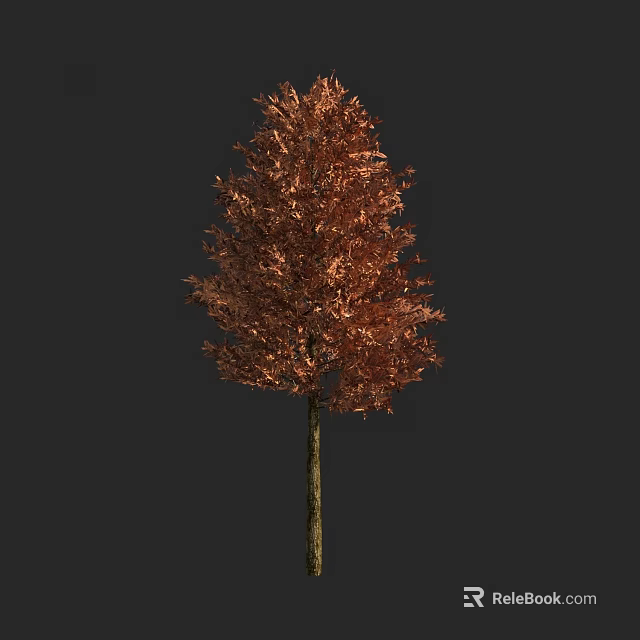 Arbor With Copper Colored Leaves And Tall Trunk Against Dark Background 3d model 