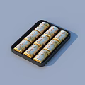Delicious Golden Crispy Rolls Neatly Arranged On Black Serving Tray