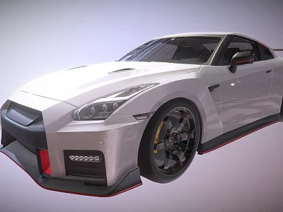 White Sports Car With Black Wheels Red Accents And Sharp Front Design 3d model