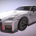 White Sports Car With Black Wheels Red Accents And Sharp Front Design