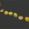 Fresh Yellow Melons Whole and Sliced Arranged on Black Background 3d model