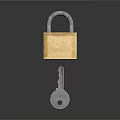 Shiny Golden GOLAGA Padlock With Silver Key On Black Reflective Surface