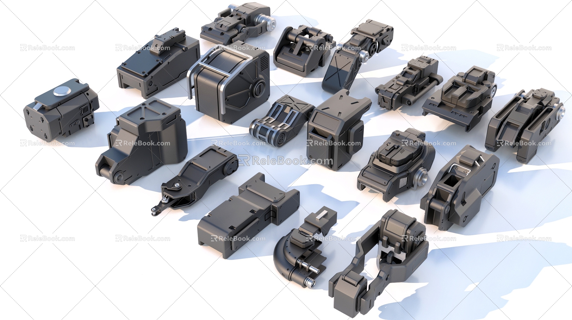 Hard surface mechanical parts combination of mechanical parts 3d model