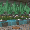 Garden Decorative Pieces With Green Leafy Plants And Artistic Potted Arrangements