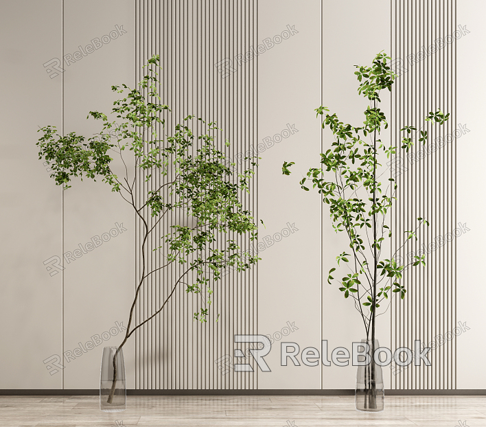 Modern vase plant combination model