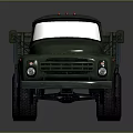 Military Green Vintage Utility Truck With Open Cargo Bed And Large Wheels