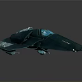 Futuristic Blue Sci-Fi Spaceship Model With Sleek Design And Glowing Cockpit