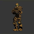 Gold And Black Armored Game Movie Warrior Character In Standing Pose