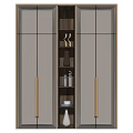 Modern Decorative Cabinet With Glass Doors LED Lighting And Display Shelves