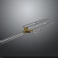 Trident Shaped Hardware Tool Featuring Long Silver Metal Rod Golden Connector and Three Prongs