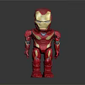 Iron Man Stylized Action Figure With Red Armor And Gold Details Standing On Black Background