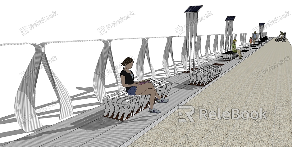 Modern outdoor chair landscape bridge sketch model