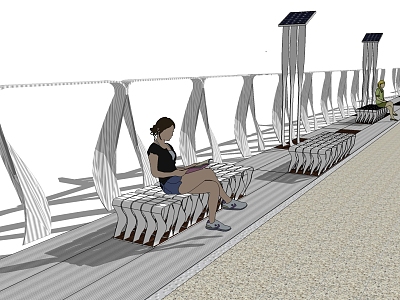 Modern outdoor chair landscape bridge sketch model