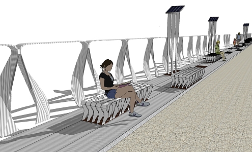 Modern outdoor chair landscape bridge sketch 3d model