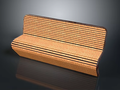Stylish Woven Bench With Striped Design Wooden Frame Seat And Backrest 3d model