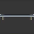 Long Smooth Metal Handrail With Supports And Reflective Finish On Dark Background