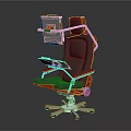 Ergonomic Office Chair With Red Frame Gray Seat And Adjustable Monitor Tray