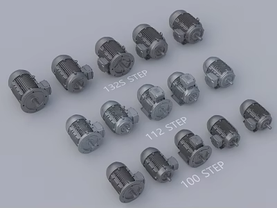 Industrial Motors Equipment With 100 112 132 STEP Models For Industrial Applications 3d model