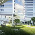 Aerial Planning Of Modern High Rise Buildings With Greenery And Urban Landscape