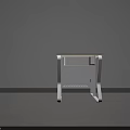 Modern Office Desk With Light Wooden Top And White Perforated Metal Frame