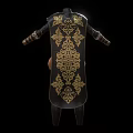 Intricate Black And Gold Armor With Ornate Patterns Metallic Texture And Leather Details