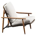 Modern Outdoor Chair With Wooden Frame And Gray Padded Seat Backrest