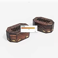 Vintage Wooden Octagonal Boxes With Carved Patterns And Decorative Surface Details 3d model