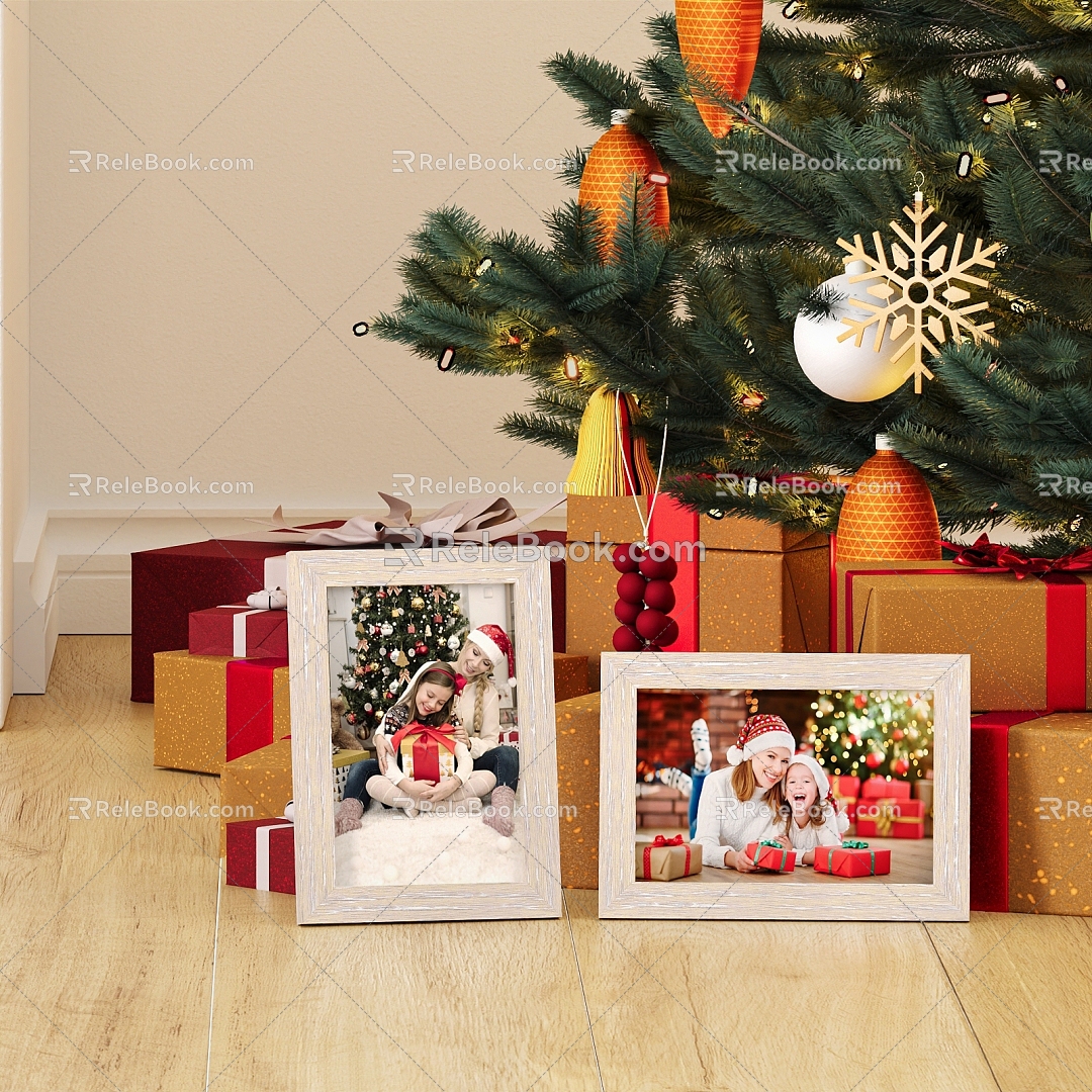 Christmas decoration Christmas tree gift box decorative lights photo Christmas gift box bell Christmas scene Christmas atmosphere Christmas decoration Nordic decoration 3d model