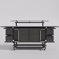 Black Entryway Console Table Modern Design With Multiple Storage Shelves And Cabinets 3d model