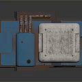 Blue Computer Server With White Top And Cooling Fan For Office Data Use