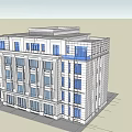 Modern Office Building With White Exterior Blue Windows And Multi Story Design
