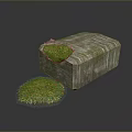 Scenic Natural Landscape With Stone Block Green Grass Patches And Small Clumps
