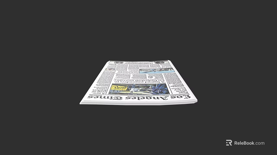 Detailed Open Newspaper Displaying Headlines And Articles On Black Background 3d model 