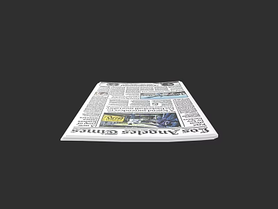 Detailed Open Newspaper Displaying Headlines And Articles On Black Background 3d model