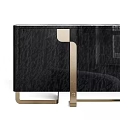 Elegant Modern Black Console Cabinet And Sideboard With Gold Metal Frame Design 3d model