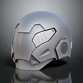 Silver Modern Helmet with Geometric Patterns and Ventilation Vents as Futuristic Headwear Accessory