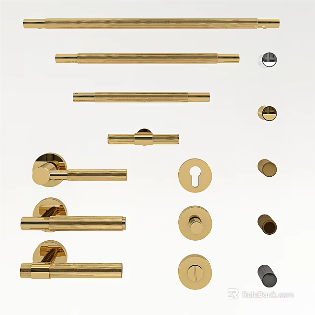 Brass Door Handles With Various Styles And Shapes For Home Decoration 3d model 