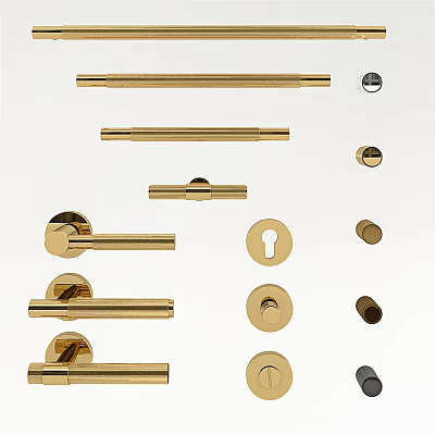 Brass Door Handles With Various Styles And Shapes For Home Decoration 3d model