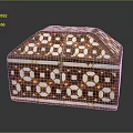 Decorative Storage Box With Geometric Pattern Red White Gold Design And Lock