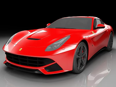 Red Ferrari Sports Car Featuring Sleek Exterior Design And Black Wheels 3d model
