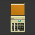 Vintage Beige Mobile Phone with Yellow Screen Numeric Keypad Green Call and Pink End Icons