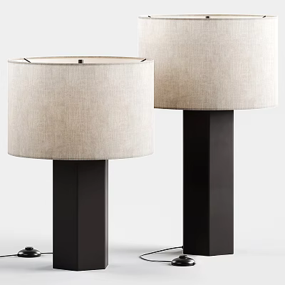 Modern Table Lamps With Linen Shades And Black Metal Bases For Home Decor 3d model