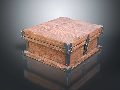 Vintage Wooden Storage Box With Metal Hardware And Decorative Design For Home Organizing 3d model