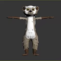 Cartoon Lemur Character With Big Eyes White Belly And Brown Body Standing With Outstretched Arms