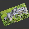 Detailed Castle Model Scene With Lush Green Vegetation And Curved Path
