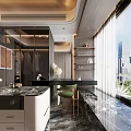 Luxurious Modern Bathroom Interior With Marble Surfaces Bathtub And Slatted Blinds