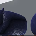 Blue Animal Shaped Velvet Stools With Wooden Legs For Home Interior Decor