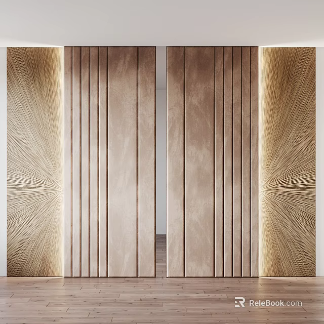 Elegant Textured Background Wall With Vertical Stripes Radiant Patterns And Illuminated Sides 3d model