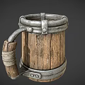 Rustic Wooden Mug with Metal Hoops and Sturdy Wooden Handle for Daily Use
