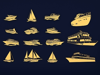 Ship silhouette nautical sailing boat speedboat cruise ship passenger ship cargo ship ocean traffic boat Icon model